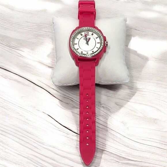 Coach Women\'s Boyfriend Watch Pink Silicone Strap With Crystal Bezel & Logo main image 6